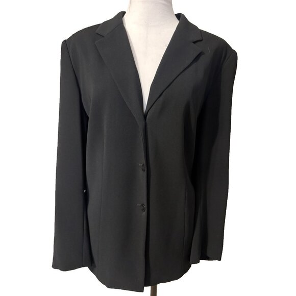 Talbots Suit Jacket Blazer 14W Black Classic 3 Button Tri-Poly - Picture 2 of 11